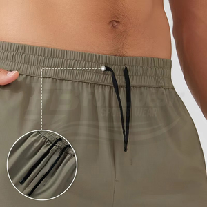 Men's Solid Color Breathable Quick Dry Polyester <b>Knee</b>-Length Bermuda Shorts Drawstring Closure Elastic Waist Casual Outdoor Wear - Product Image 3