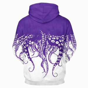 Sudadera con capucha para hombre de alta calidad, personalizada, sublimada, con estampado morado y blanco, transpirable, ecológica, sólida, para invierno, de corte regular. - Product Image 2