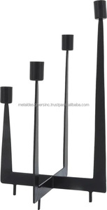 Metal <b>Black</b> 4-Piece <b>Candlestick</b> <b>Holder</b> for Home & Hotel Festive Decorative Lanterns & Candles for Living Room & Gift - Product Image 4