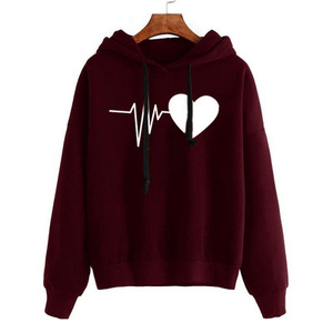 Sudadera con Capucha para Mujer, Diseño Casual Holgado con Estampado de Latido de Corazón, Otoño/Invierno 2026, Venta al Por Mayor, Personalizable con Logotipo - Product Image 6