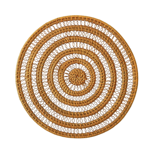 Exotic Rattan Placemat Hand-Made <b>Round</b> <b>Table</b> <b>Mat</b> for Tropical Theme Party Decor Eco-Friendly Woven Underplate - Product Image 1