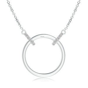 Colgante de barra con diamantes cultivados en laboratorio de corte redondo abierto en oro de 10K, 14K, 18K y plata de ley 925, 935. Regalo de lujo con diamantes para ella. - Product Image 2
