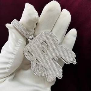 Colgante de Letra Personalizado de 33 Pulgadas con Moissanita VVS, Chapado en Oro Blanco, Estilo Hip Hop, Regalo - Product Image 5