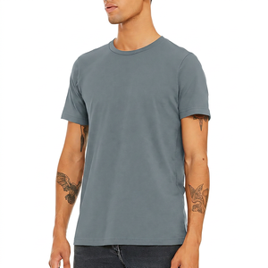 T-shirt en jersey de coton noir à manches courtes et col rond pour homme, coupe classique, couleur unie, design simple - Product Image 5