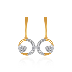 Pendientes de Aro Abierto Geométricos de Oro Rosa de 14K para Mujer, con Motivo de Corazón de Diamantes |   Joyería de Moda Contemporánea - Product Image 1