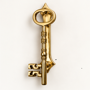 Battant de porte squelette doré poli avec poignée anneau ornée, quincaillerie décorative classique vintage pour porte d'entrée - Product Image 2