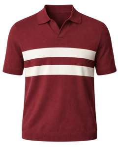 Polo de punto a rayas rojas y blancas personalizado para hombre, manga corta, dobladillo acanalado, corte ajustado, informal, mezcla de algodón, fabricante personalizado - Product Image 1