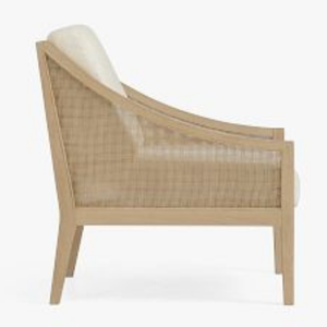 Chaise moderne en teck massif de haute qualité avec dossier en rotin tressé pour usage intérieur. - Product Image 3