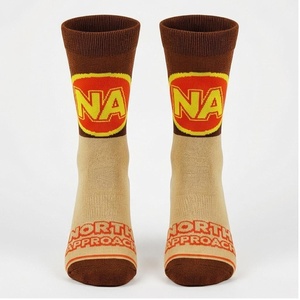North Approach Crew <b>Socks</b> <b>Brown</b> Beige Letter Pattern Breathable Cotton Spandex Adult Casual Spring Season - Product Image 1