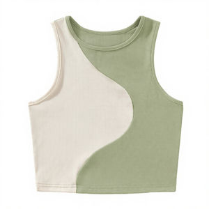 TKAN193 - Top Corto sin Mangas para Mujer, Diseño Veraniego, Moderno, Personalizado, Bonito y Dulce, Ajustado, Transpirable, con Apliques Frontales - Product Image 4