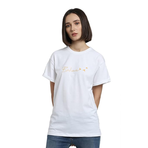 เสื้อยืดพิมพ์ลายผู้หญิงจากซัพพลายเออร์บังคลาเทศ ออกแบบเองได้ คอกลม แขนสั้น ทรงเข้ารูป สไตล์ลำลอง เสื้อยืดสีพื้นสำหรับผู้หญิง - Product Image 3