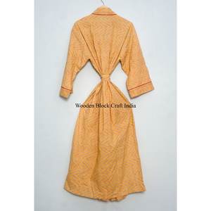 Peignoir kimono en coton imprimé à la main, style indien, pour la nuit/la plage/la maison, hiver, 100% coton - Product Image 6