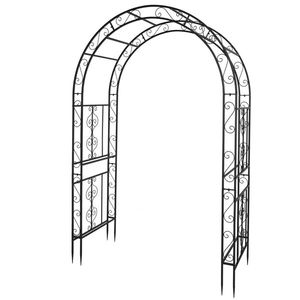 Arco in Ferro Battuto Nero a Doppio Strato 134*59*213cm, Recinzione e Cancello Decorativo - Product Image 1