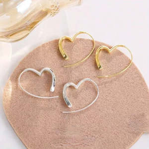 Pendientes de Aro en Forma de Corazón para Mujer, Plateados, para Fiestas Cristianas, Duraderos - Product Image 6