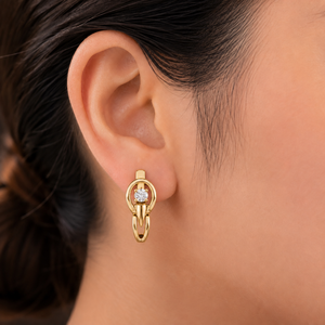 Boucles d'oreilles en or massif 18 carats avec diamants de laboratoire ronds DEF VVS 0,20 carats, style fermoir russe, pour usage quotidien - Product Image 2