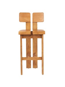 Premium Teak Wood Bar <b>Stool</b> with Dual Back Support and Footrest Durable Minimalist High Chair for Cafe, Bar, Restaurant - Product Image 2