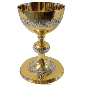 Stylish Chalice Brass Color Also Customized With Etching Design Chalice is handmade high-quality brass church supplies - Product Image 1