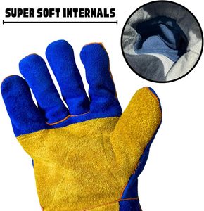 Gants de soudage multifonctionnels en cuir de vache, résistants au feu et à la chaleur, double couche de protection, pour soudeurs - Product Image 3
