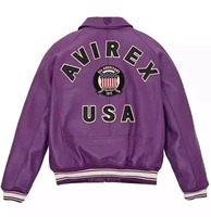 Veste Avirex pour homme en cuir PU, veste bomber zippée avec patch brodé USA, vêtement décontracté pour l'automne, veste en cuir Avirex pour homme