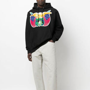 Sudadera con Capucha Negra para Hombre, con Estampado Gráfico, Estilo Casual Urbano, Manga Larga, con Cordón Ajustable y Bolsillo Tipo Canguro - Product Image 3