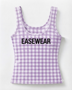 EASE WEAR FACTORY Women's Pink Knitted Tank Top Striped Streetwear Eco-Friendly Breathable Casual Front Logo Print - Product Image 1