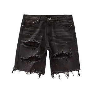 โซนแห่งความรุ่งโรจน์ |   กางเกงยีนส์ขาสั้นผู้ชายสไตล์เดนิมขาดๆ แบบตรง ความยาวระดับเข่า ลุคขาดๆ แบบวินเทจ สำหรับฤดูร้อน แฟชั่นลำลอง - Product Image 6