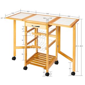 Carrello da Cucina Portatile con Ripiani Ribaltabili, Colore Sapele - Spedizione Gratuita YJ Island - Product Image 6