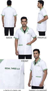 Blouse de laboratoire médicale pour hommes, manches courtes, blouse de travail d'hôpital, coton et polyester de haute qualité, écologique, logo personnalisé - Product Image 3
