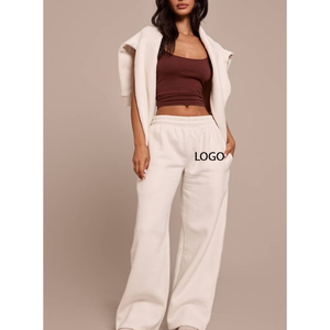 Pantalones Anchos Personalizados con Logotipo Bordado, Pantalones de Baloncesto con Bolsillos, Cintura Alta, Ropa Deportiva, Joggers de Felpa Francesa - Product Image 1