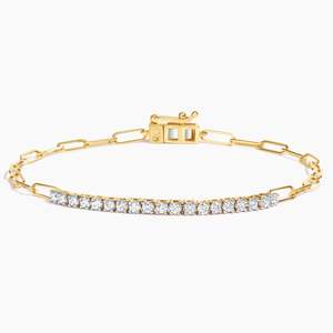 Paperclip Lab Diamond Tennis Bracelet 0.45 CTW IGI Certified 14K Yellow Gold Chain Style Elegant Party Anniversary Jewelry Gift - Product Image 3