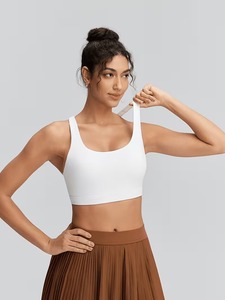 Women Keyhole Back Sports Bra Scoop <b>Neck</b> Workout Yoga Crop Top Teardrop Cutout Fitness Gym Tank Removable <b>Pads</b> Activewear - Product Image 5