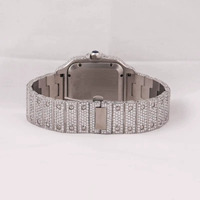 Montre Homme de Luxe Carrée en Acier Inoxydable avec Calendrier et Diamants Colorés, Style Étoile, Mouvement Mécanique Automatique Haut de Gamme, Cadran 20mm