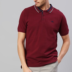 Camisa polo para hombre, corte regular, manga corta, formal, de lujo, con cuello de punto plano, texturizado, 100% algodón, color liso. - Product Image 1