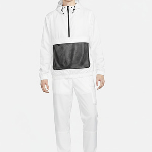 Men's <b>White</b> Hooded Tracksuit Set Full Sleeve Breathable Sporty Lightweight Two-Piece Design Autumn Wear Printed Plus Size - Product Image 1