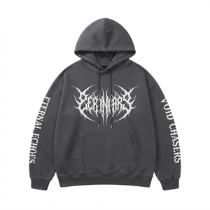 เสื้อฮู้ดดี้โอเวอร์ไซส์ ผ้าฝ้าย 100% กันยับ พิมพ์ลายดิจิทัล ลายตัวอักษร สไตล์ลำลอง ทรงหลวม รับผลิตแบบ OEM/ODM พร้อมสกรีนแบรนด์ตามสั่ง - Product Image 2