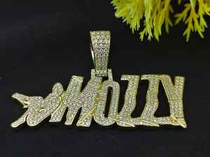 Colgante Personalizado de Lujo con Inicial de Letra, Chapado en Oro de 18K, con Moissanita Totalmente Engastada, de Plata 925, Estilo Rapper, de Moda - Product Image 4