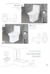 Inodoro de una pieza alargado de porcelana con salida al suelo, cierre lento, tapa con cierre suave, estilo contemporáneo para baño Quba 675x365x765mm - Product Image 2