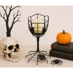 Halloween Decor Spider Web <b>Black</b> Metal Candle Holder <b>Candelabra</b> Centerpiece for Spooky Party Haunted House & Home Decoration - Product Image 4