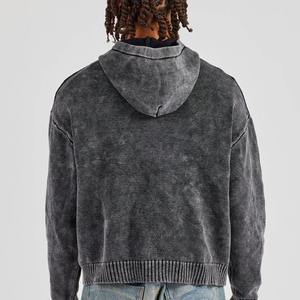 Sweat-shirt à capuche zippé personnalisé en coton molletonné, imprimé par décoloration, style vintage délavé à l'acide et effet soleil, idéal pour l'hiver - Product Image 3