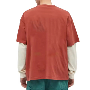 เสื้อยืดแขนยาวคอกลมแบบยูนิเซ็กซ์ คุณภาพใหม่ แต่งขอบด้านหน้าตัดกัน ผ้าเจอร์ซีย์ปักลายลำลอง ผ้าฝ้ายโอเวอร์ไซส์ เป็นมิตรกับสิ่งแวดล้อม - Product Image 6