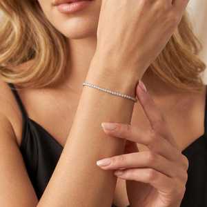 สร้อยข้อมือเทนนิสแบบปรับแต่งได้สำหรับขายส่ง เครื่องประดับเงินแท้ 925 ประดับเพชร CZ ขนาด 2/3/4 มม. สำหรับผู้หญิง - Product Image 1
