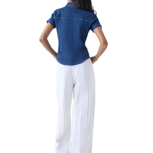 Camisa Casual de Mezclilla para Mujer, con Botones, Lavada, Cómoda, Personalizable, de Algodón, al por Mayor - Product Image 5