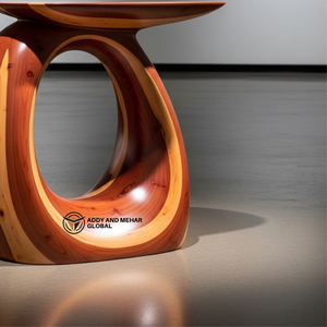 Table d'appoint ovale de luxe en bois massif, ottoman et table d'appoint modernes faits à la main pour mobilier de maison et d'hôtel de designer - Product Image 4