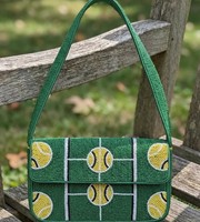 Tas Selempang Wanita Mewah Buatan Tangan Berbahan Katun Berhias Manik-Manik Bunga Tulip, Tas Desainer Bordir dan Cetak Letterpress