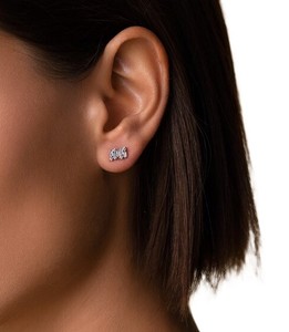 Pendientes de Diamantes Cultivados en Laboratorio, Corte Baguette y Redondo, Oro Sólido de 14K y 18K, Pendientes de Diamantes en Racimo, Modernos y Elegantes - Product Image 6