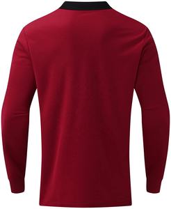 T-shirt à manches longues pour hommes de haute qualité avec col montant, couleurs contrastées à fermeture éclair en tissu jersey à motif solide - Product Image 2