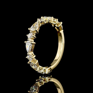 Bague Éternité Alternée en Diamants de Laboratoire Taille Poire, Or 10K/14K/18K, Argent 925/935, Sertie à Griffes, Bijoux de Mariage et de Fiançailles - Product Image 4
