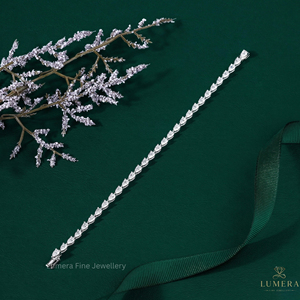 Bracelet tennis de luxe en diamant de laboratoire en forme de poire, plaqué rhodium, pour femme, cadeau d'anniversaire, certifié IGI, bijoux fins - Product Image 3