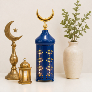 Luxury Ramadan Minaret Decoration Metal Iron Table Centerpiece Islamic Eid Mubarak Candle <b>Lantern</b> Holder with <b>Gold</b> Crescent Moon - Product Image 4