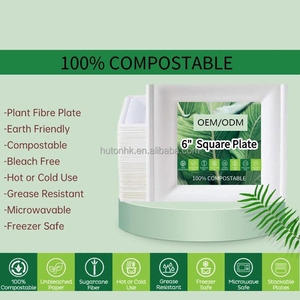 10-Inch <strong>Square</strong> Bagasse Eco-Friendly Disposable <strong>Plates</strong> for Camping Restaurant Delivery Party Catering &amp; Takeout Food Packaging - Product Image 5